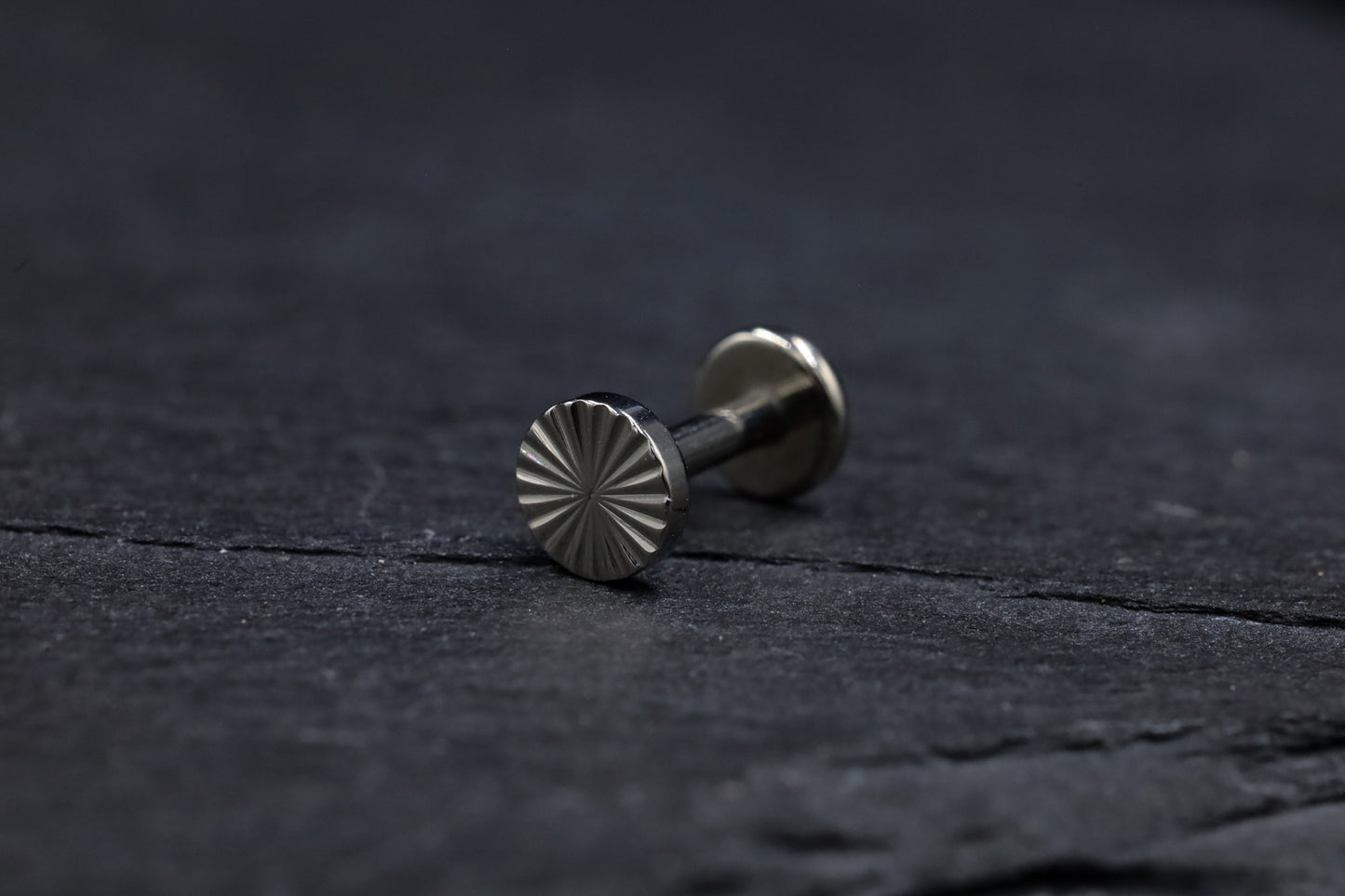 Cut Titanium Disc Threadless Earring