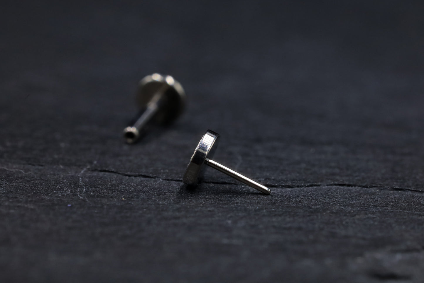 Cut Titanium Disc Threadless Earring