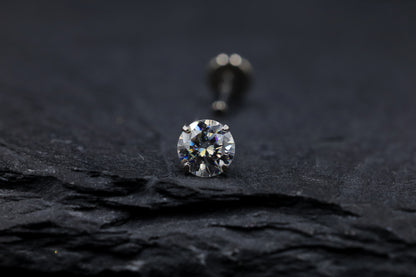 Statement Round Prong-set Moissanite Titanium Threadless Earring