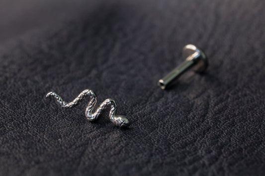White Gold Snake Threadless Earring