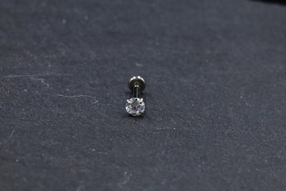 Round Prong-set Moissanite Titanium Threadless Nose Stud