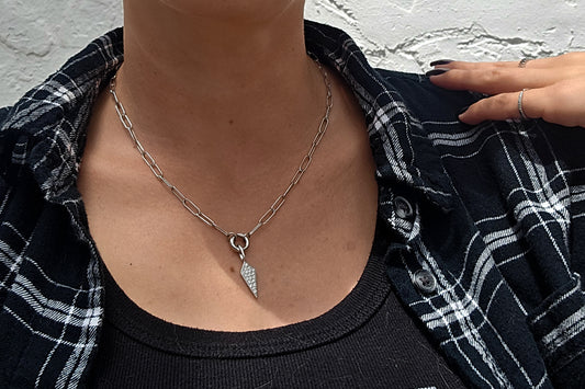 Moissanite Pave Shield Chain Necklace