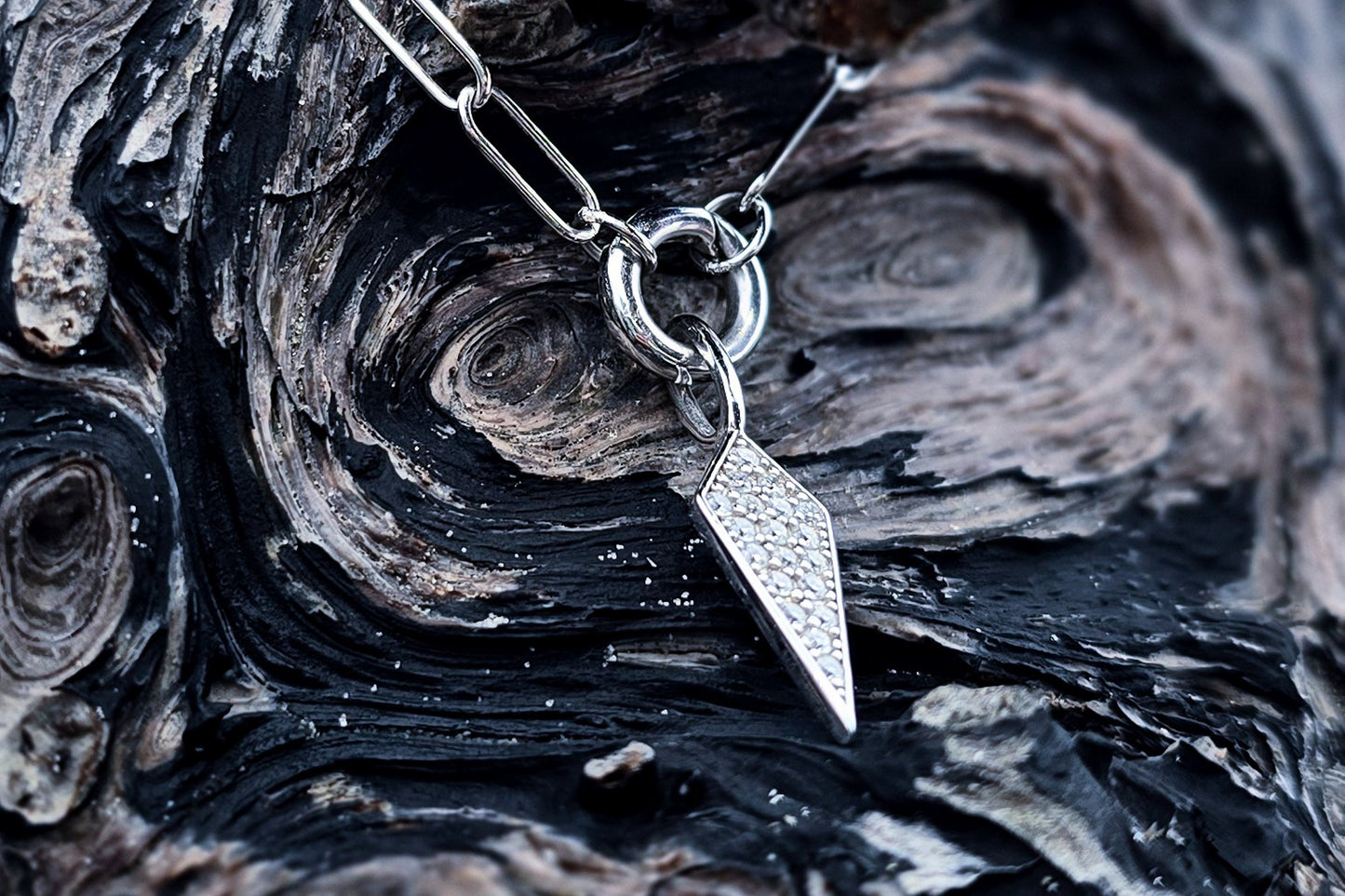 Moissanite Pave Shield Chain Necklace