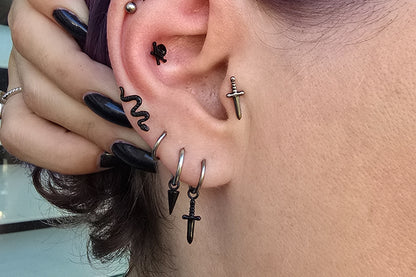 Titanium Dagger Threadless Earring