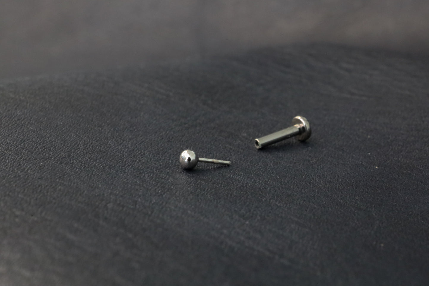 White Gold Round Bead Threadless Earring