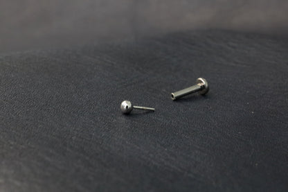 White Gold Round Bead Threadless Earring