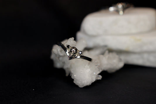 Sterling Silver Skull and Black Moissanite Accents Ring
