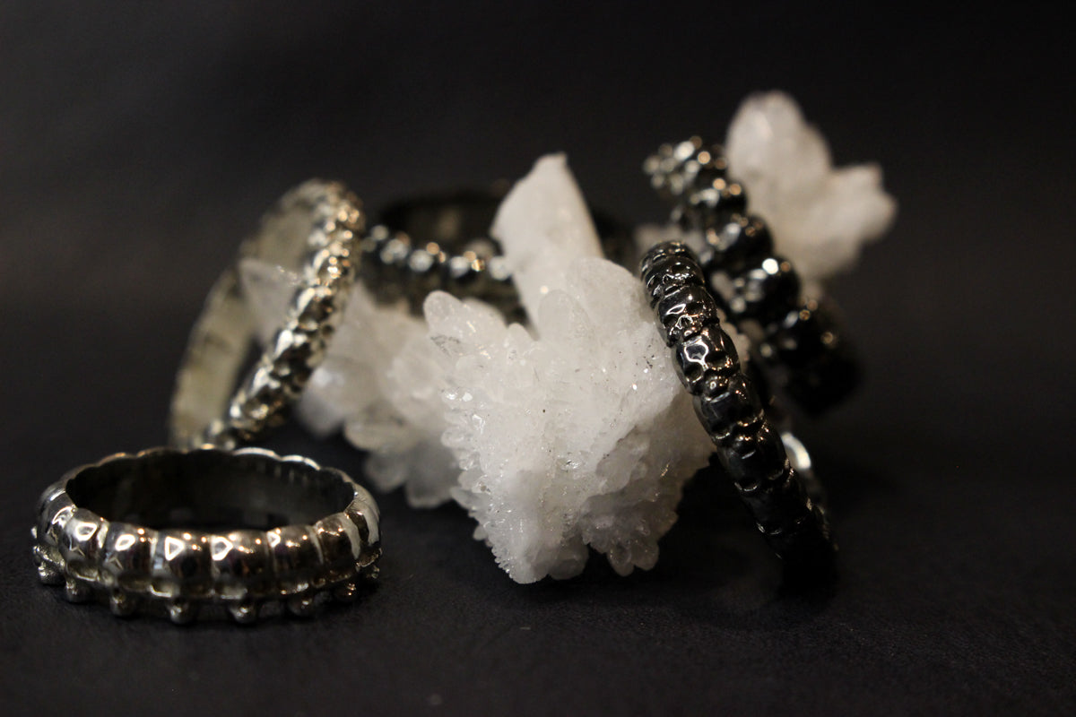 Black Metal Small Skull Eternity Ring