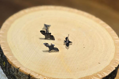 Black Bat Titanium Threadless Earring