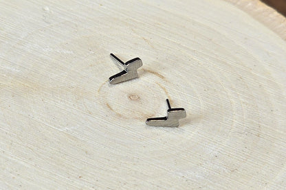 Lightning Bolt Titanium Threadless Earring