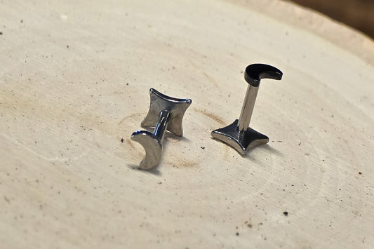 Crescent Moon Titanium Threadless Earring
