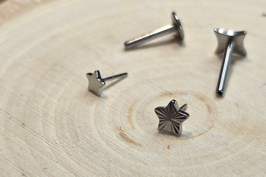 Cut Star Titanium Threadless Earring
