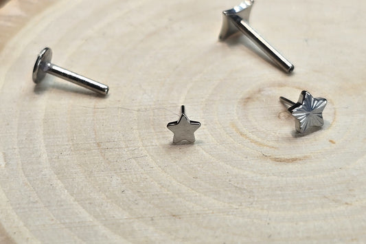 Small Star Titanium Threadless Earring