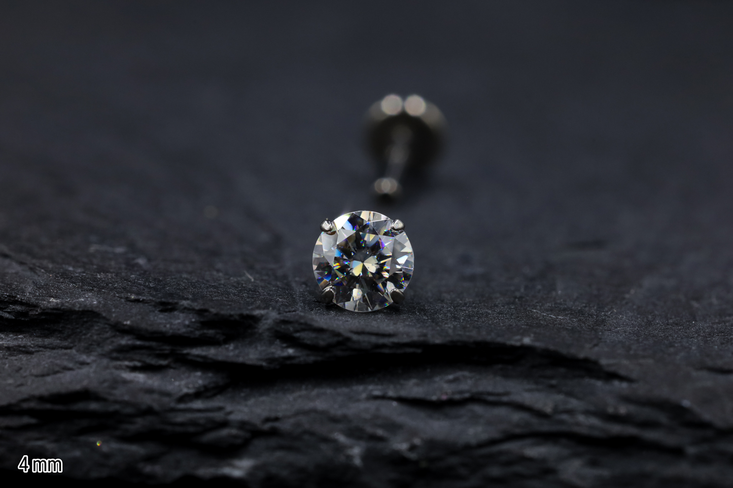 Statement Round Prong-set Moissanite Titanium Threadless Earring