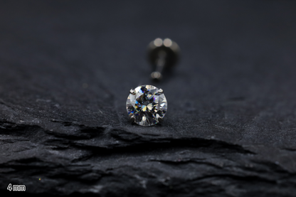 Statement Round Prong-set Moissanite Titanium Threadless Earring