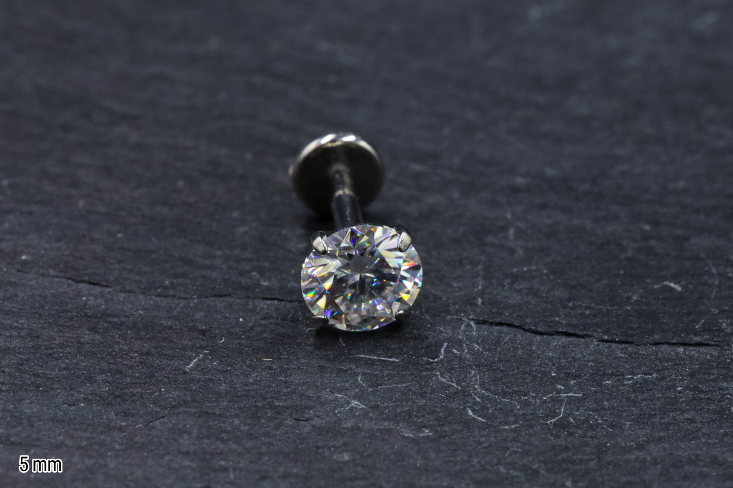Statement Round Prong-set Moissanite Titanium Threadless Earring