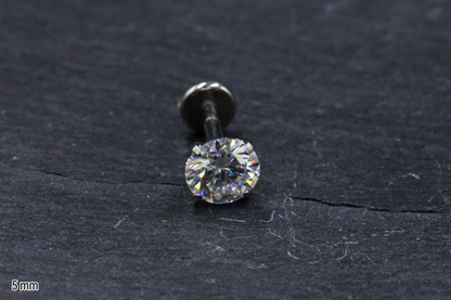 Statement Round Prong-set Moissanite Titanium Threadless Earring