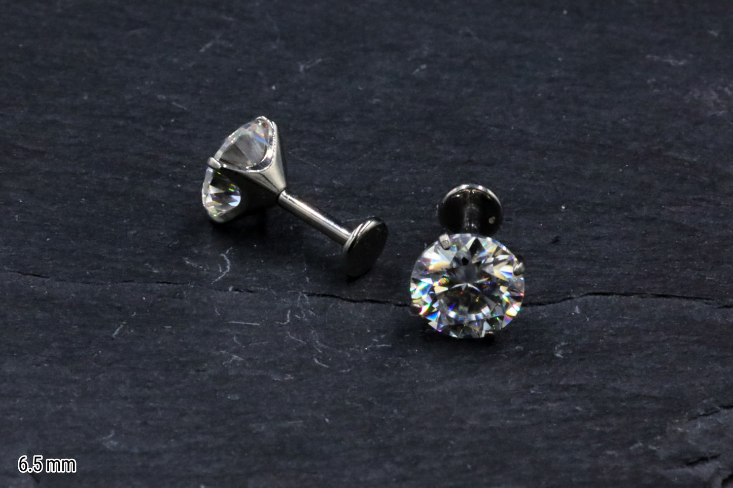 Statement Round Prong-set Moissanite Titanium Threadless Earring