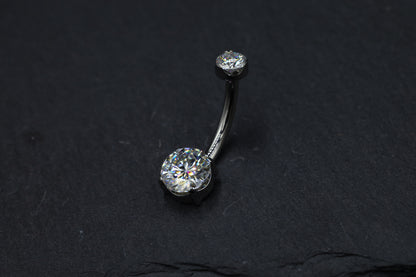 Round Moissanite Hybrid Bezel Navel Bar