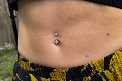 Round Moissanite Hybrid Bezel Navel Bar