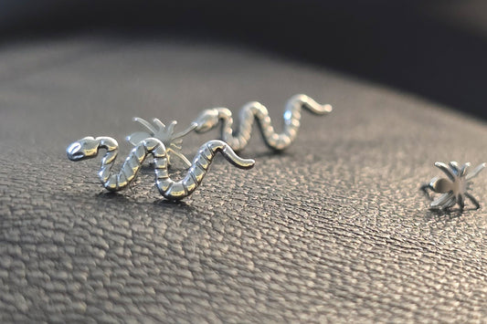 Titanium Snake Threadless Earring