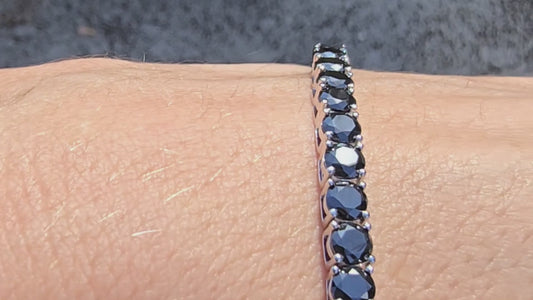 Black Moissanite Sterling Silver Bracelet